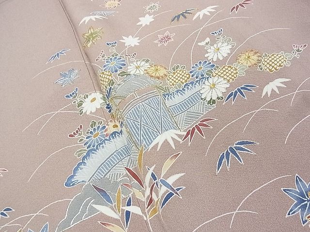 平和屋2■訪問着　駒刺繍　風景吉祥花文　逸品　ox5683_画像6