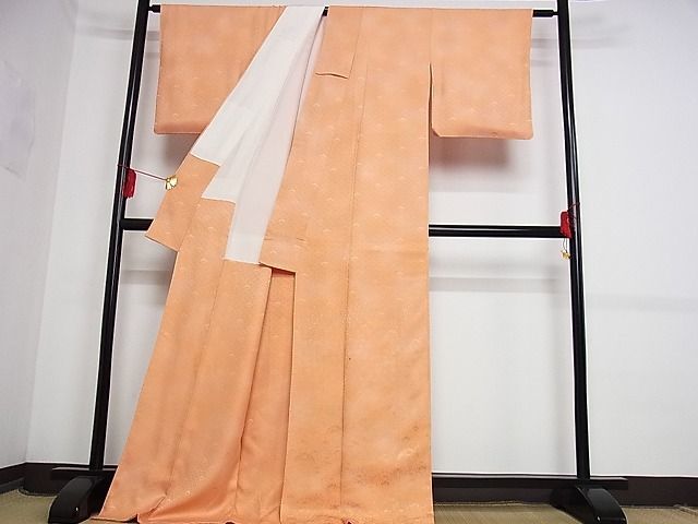 平和屋-こころ店■上質な小紋　青海波地紋　暈し染め　ロング丈　着丈173cm　裄丈64cm　正絹　逸品　B-oa8840_画像2