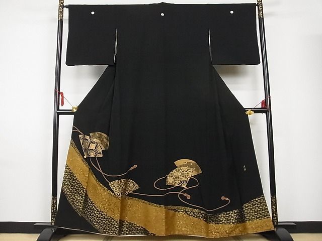  flat peace shop - here . shop # gorgeous kurotomesode ream Mai . light woven Mai .. flower writing gold paint dress length 158cm sleeve length 64.5cm silk excellent article A-br8027