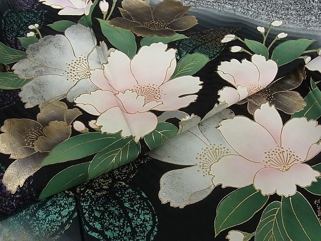 平和屋-こころ店■豪華振袖　草花文　暈し染め　金彩　着丈177cm　裄丈67cm　正絹　逸品　AAAC5140Bnp_画像5