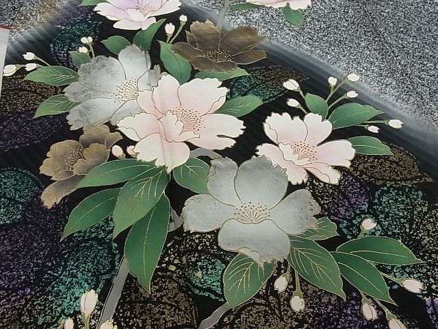 平和屋-こころ店■豪華振袖　草花文　暈し染め　金彩　着丈177cm　裄丈67cm　正絹　逸品　AAAC5140Bnp_画像4