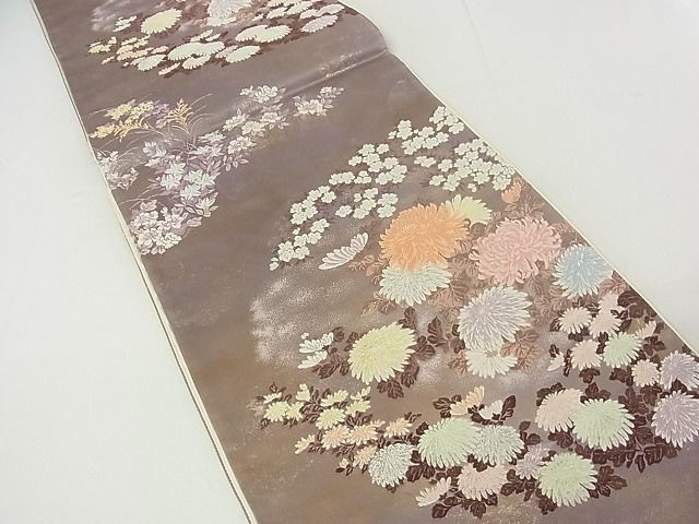 平和屋川間店■六通柄袋帯 唐織 草花文 銀糸 逸品 sf1676の画像3