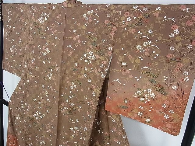 平和屋2■訪問着　扇面花文　枝垂れ桜　暈し染め　金彩　逸品　1wb1808_画像3