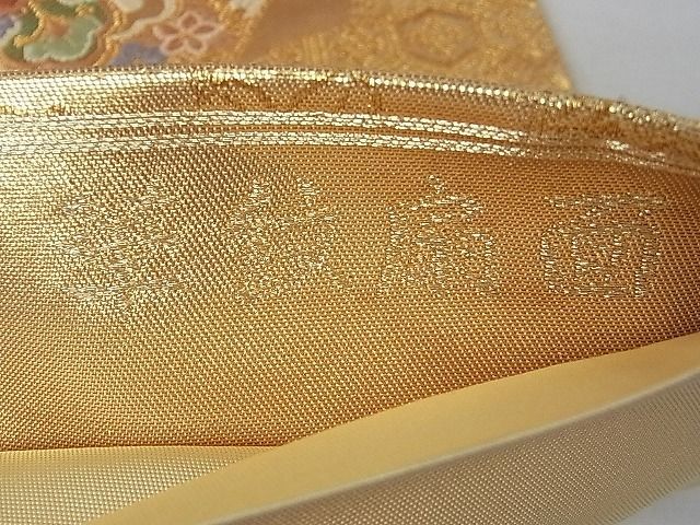 平和屋2■六通柄袋帯　華紋扇面　金糸　三越扱い　逸品　ud4128_画像6