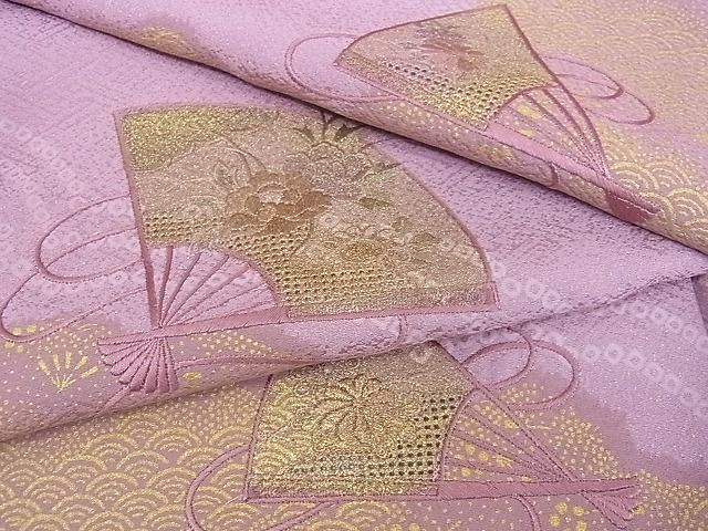 平和屋2■中国三大刺繍　スワトウ刺繍　汕頭刺繍　訪問着　扇面花文　金彩　逸品　1wb1876_画像1