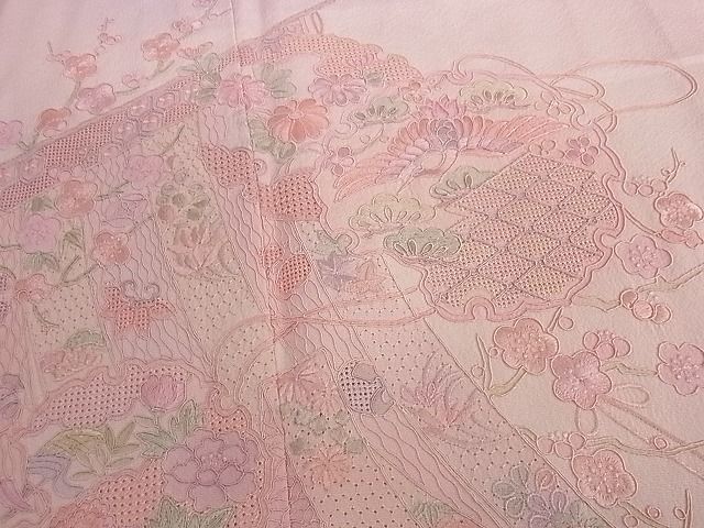 平和屋2■中国三大刺繍　スワトウ刺繍　汕頭刺繍　訪問着　雪輪吉祥花文　暈し染め　逸品　1ic1205_画像7