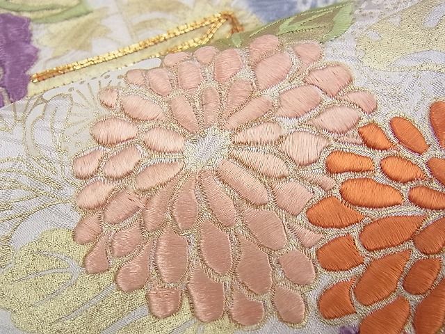 平和屋野田店■豪華振袖　絞り　駒刺繍　花屏風　金彩　逸品　n-kg5901_画像7