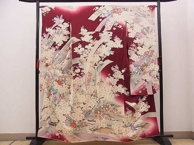 平和屋野田店■豪華振袖 束ね熨斗吉祥花文 暈し染め 金銀彩 逸品 n-sa4025の画像1