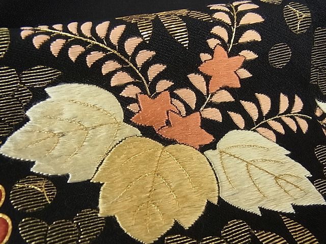 平和屋2■銀座きしや 黒留袖 駒刺繍 総刺繍 鳳凰花菱文 金糸 逸品 1ps4559の画像7