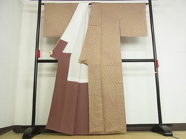 平和屋-こころ店■上質な小紋　絞り　鹿の子文　着丈160cm　裄丈68cm　正絹　逸品　B-zg9409_画像2