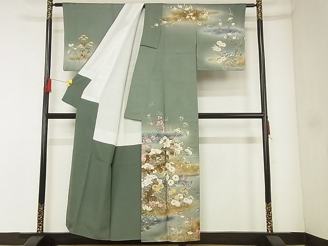 平和屋-こころ店■訪問着 花鳥文 暈し染 着丈155cm 裄丈63cm 正絹 逸品 A-ck8439の画像2