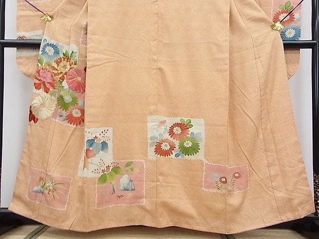 平和屋2■豪華振袖　駒刺繍　絞り　菊牡丹文　金彩　逸品　fe8960_画像4