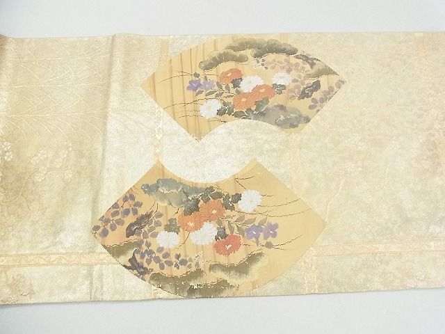 平和屋2■六通太鼓柄袋帯　地紙花松文　金彩　引箔　逸品　ox5824_画像6