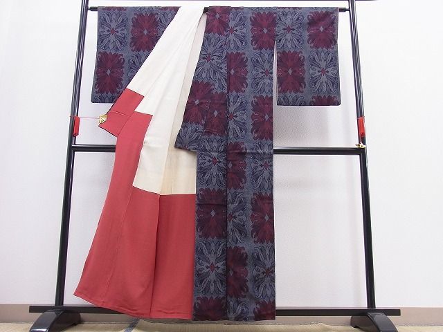 平和屋川間店■本塩沢　吉祥花文　逸品　n-vz0909_画像3