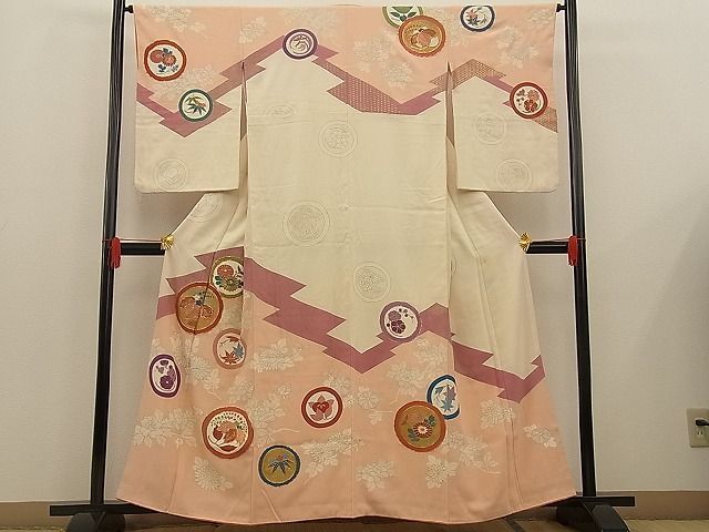 平和屋川間店■訪問着　駒刺繡　菊花丸文　金彩　逸品　n-wb0437_画像1