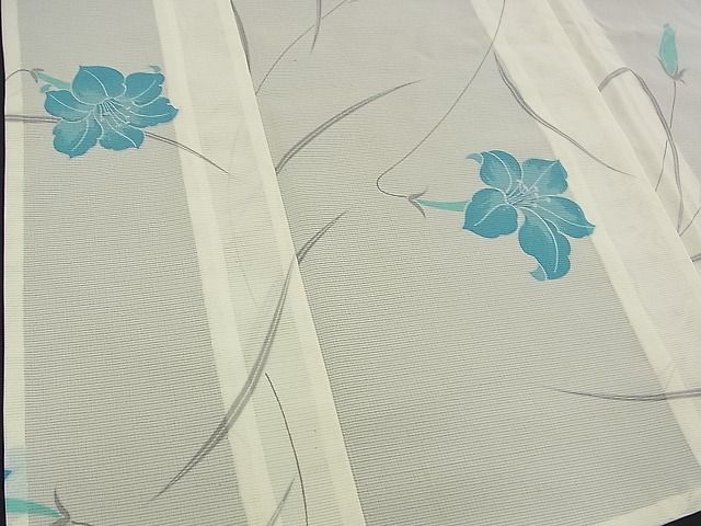 平和屋川間店■夏物 小紋 絽 百合 洗える着物 n-kg3074の画像4