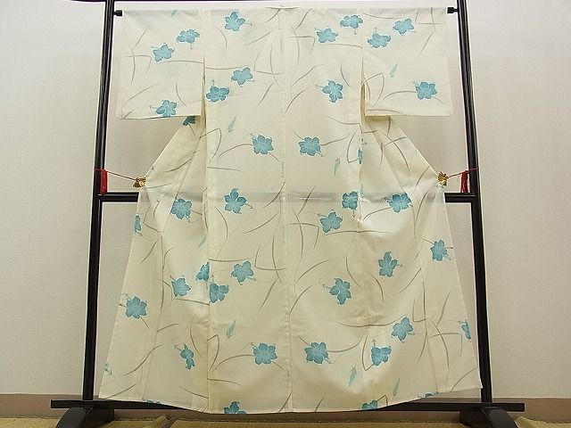 平和屋川間店■夏物 小紋 絽 百合 洗える着物 n-kg3074の画像2