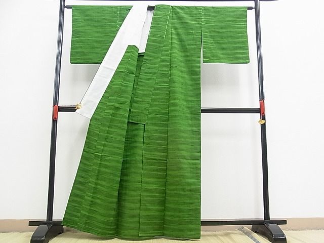 平和屋川間店■上質な紬　単衣　横段文　逸品　n-yc3254_画像3