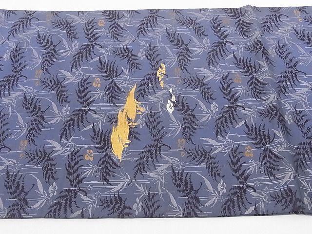 平和屋川間店■丸帯　舞扇花蝶文　松竹梅　金糸　正絹　逸品　B-cy6157_画像6