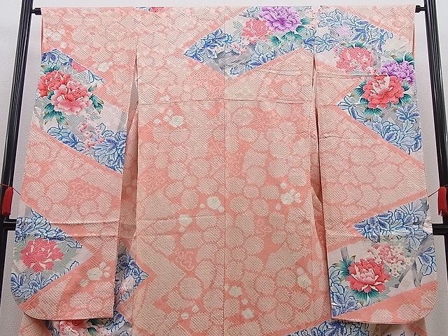 平和屋野田店■豪華振袖　絞り　駒刺繍　梅牡丹文　金糸　逸品　n-hj8842_画像2