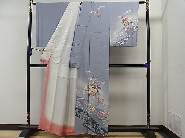 平和屋1■訪問着・長襦袢セット　友禅　牡丹花文　暈し染め　逸品　CAAA0321yc_画像2