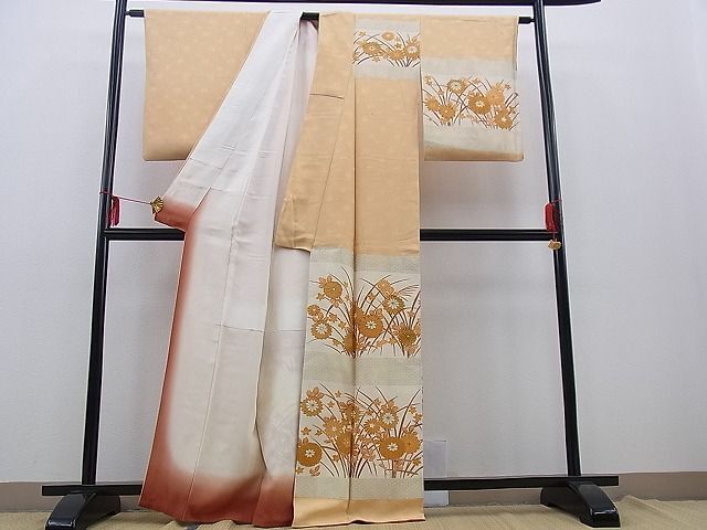 平和屋野田店■訪問着　横段吉祥菊花文　金彩　逸品　n-kg6021_画像2