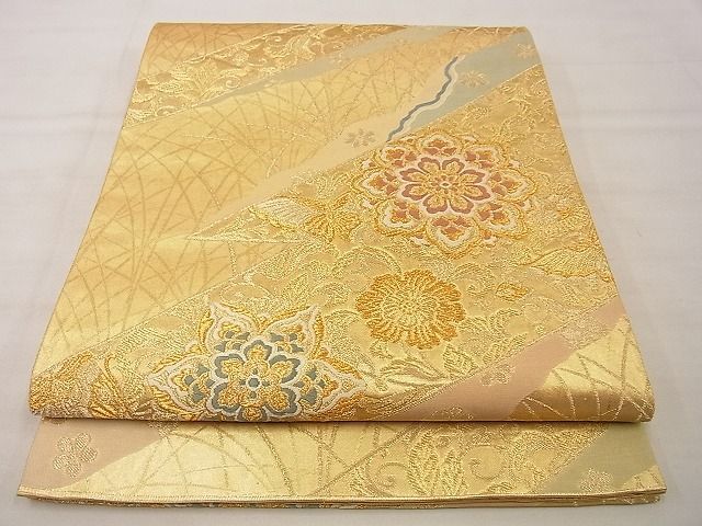 平和屋野田店■六通柄袋帯　唐織　嵯峨野　金糸　逸品　n-xi1657_画像1