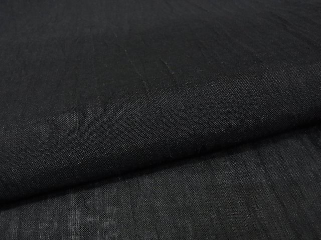 平和屋-こころ店■極上 男性 夏物 上布 縮織 わえびす 黒色 麻 逸品 4kk0180の画像4