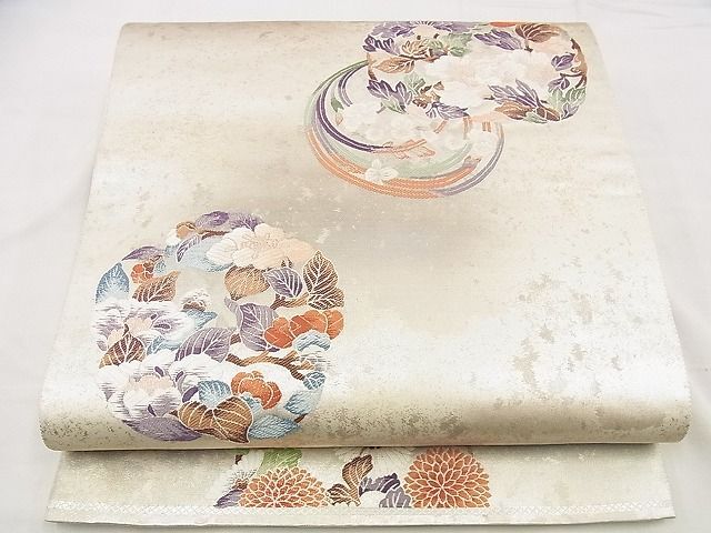 平和屋野田店■六通柄袋帯　唐織　花丸文　彩瀞箔　逸品　n-me1270_画像1