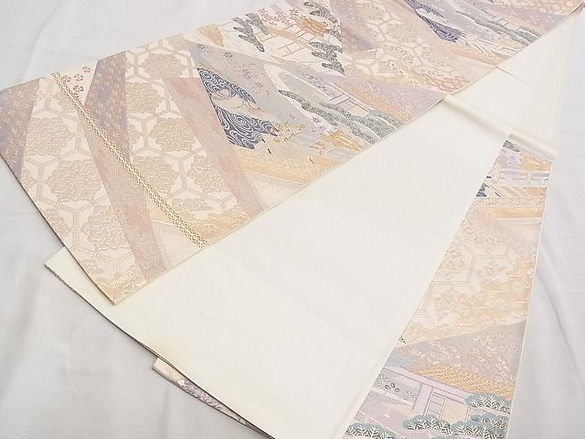 平和屋野田店■六通柄袋帯　唐織　桃山絵巻　金糸　逸品　n-hv4302_画像6