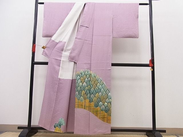 平和屋野田店■豪華色留袖　駒刺繍　樹林文　金彩　逸品　n-pk5631_画像2