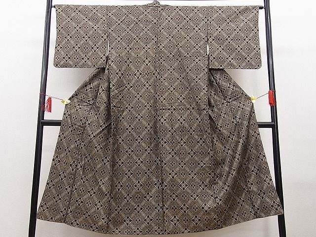 平和屋野田店■上質な紬　花菱文　逸品　n-yc6228_画像2