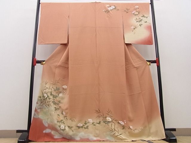 平和屋野田店■訪問着　枝花文　暈し染め　金彩　逸品　n-yt0849_画像1