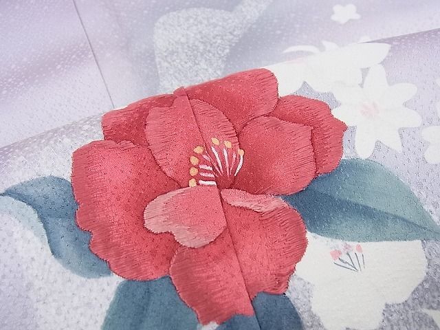 平和屋野田店■訪問着　刺繍　花鳥文　暈し染め　逸品　n-kg6118_画像5