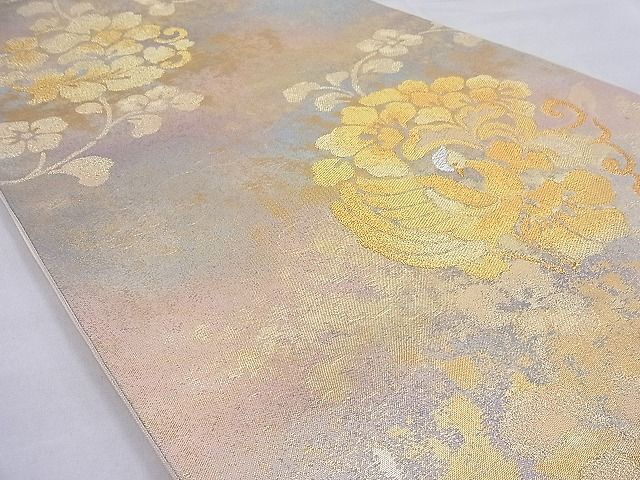 平和屋野田店■六通柄袋帯　花鳥唐草文　金糸　逸品　n-ud0564_画像2