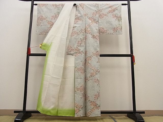 平和屋野田店■本場大島紬　白大島　草葉文　逸品　未使用　n-ne0494_画像3