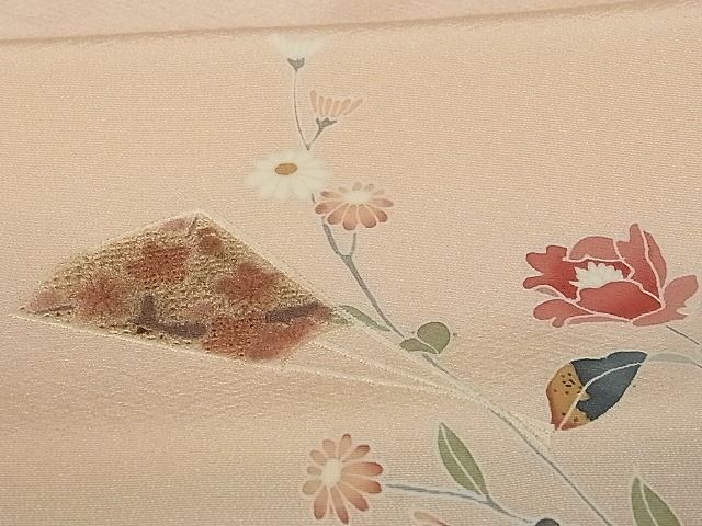 平和屋-こころ店■付下げ　反物　着尺　友禅　中国三大刺繍　汕頭刺繍　金彩　暈し染め　浜ちりめん　正絹　逸品　未使用　AAAB9567Aay_画像6