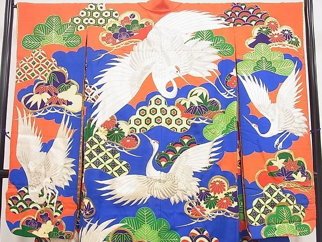 平和屋2■豪華色打掛　和装　婚礼　結婚式　花嫁　神社挙式　駒刺繍　松取吉祥飛鶴花文　金彩　逸品　DAAA1074du_画像3