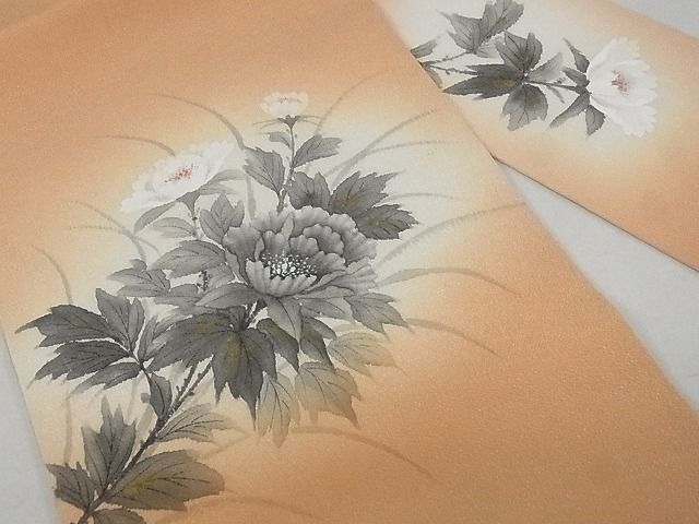 平和屋2■内山晴祥　手描き　九寸名古屋帯　草花文　金彩　鬼しぼ縮緬　逸品　DAAA0048ea_画像2