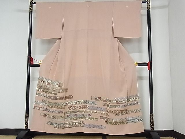 平和屋-こころ店■豪華色留袖　総刺繍　花鳥宝尽くし　金糸　正絹　逸品　AAAC0515Acs_画像1