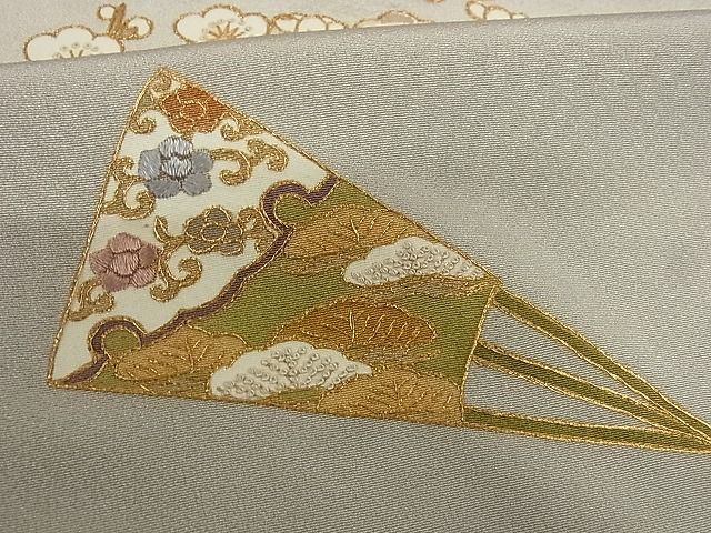 平和屋-こころ店■豪華色留袖　蘇州刺繍　扇面吉祥花文　暈し染　金彩　反端付　正絹　逸品　未使用　AAAC6241Ack_画像7