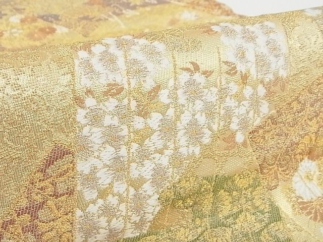 平和屋-こころ店■極上 新丸帯天鵞城織 源氏香花文 金糸 正絹 逸品 4kk10181の画像3