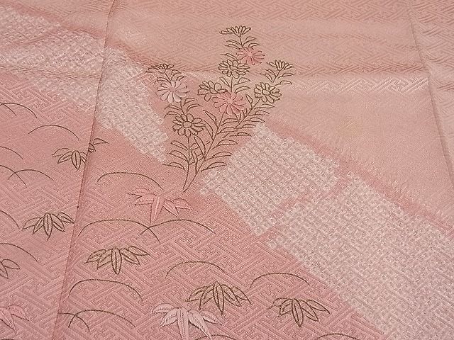 平和屋川間店■訪問着　手描き　絞り　刺繍　籬草花文　金彩　小田急百貨店扱い　逸品　n-kn0203_画像1