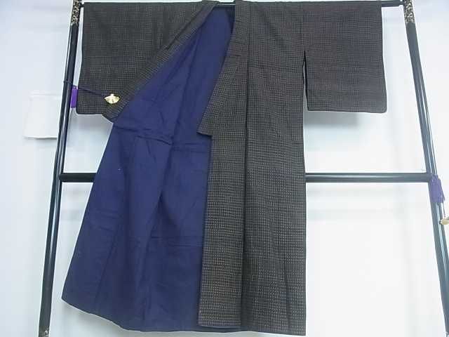 平和屋川間店■男性　紬　格子　逸品　ar4732_画像3