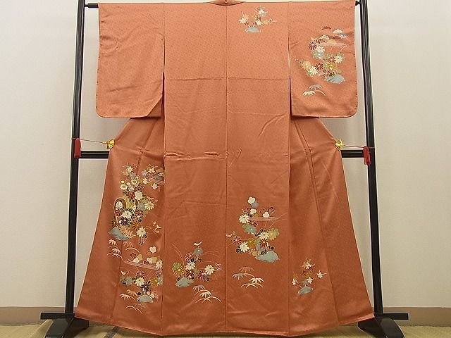 平和屋川間店■訪問着　駒刺繍　花車文　金彩　逸品　n-by2968_画像1