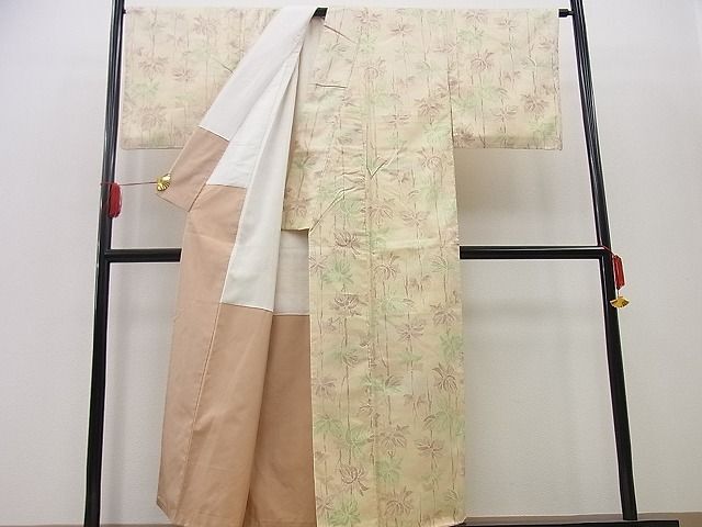 平和屋川間店■上質な白紬　枝葉間道　逸品　n-gt1681_画像3