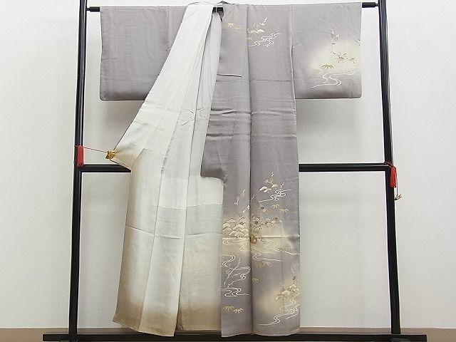 平和屋川間店■訪問着　友禅　駒刺繍　流水花籠文　暈し染め　金彩　逸品　n-je1424_画像3