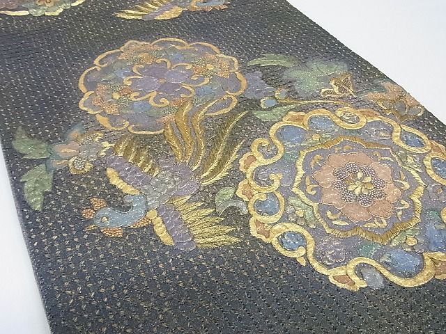 平和屋-こころ店■極上　中国三大刺繍　汕頭刺繍　スワトウ刺繍　相良刺繍　袋帯　鳳凰花文　金糸　正絹　逸品　AAAC3793Bjd_画像3