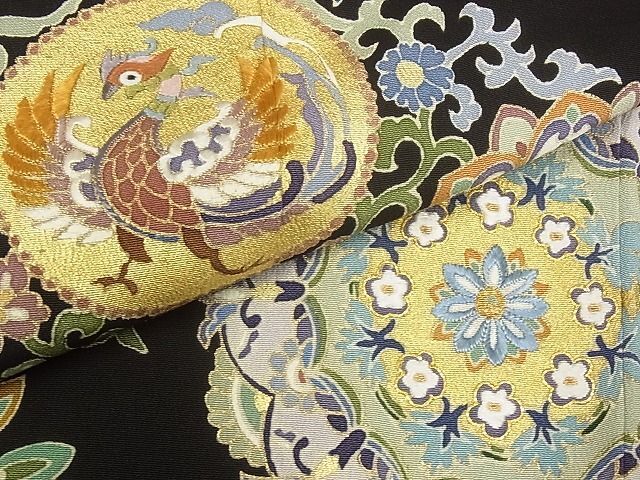 平和屋-こころ店■創業460年・千總 黒留袖 駒刺繍 鳳凰花文 金彩 松坂屋扱い 正絹 逸品 A-ta9254の画像5