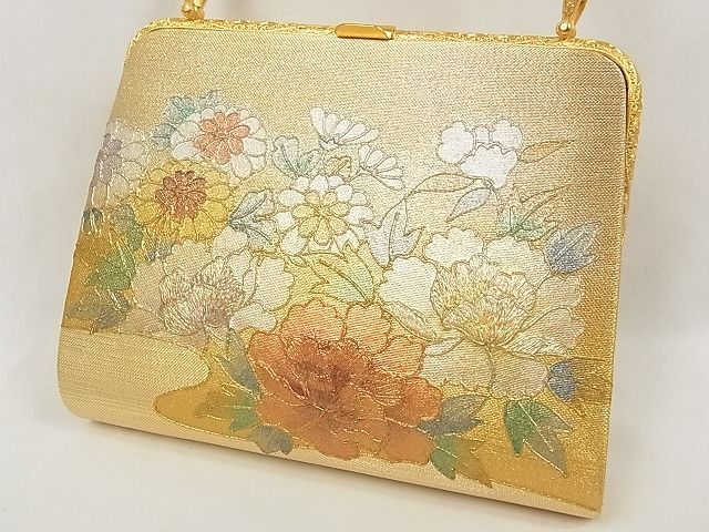 平和屋-こころ店■和装小物 和装バッグ・草履セット 佐賀錦 刺繍 花柄 金銀彩 逸品 AAAC1273Aayの画像2